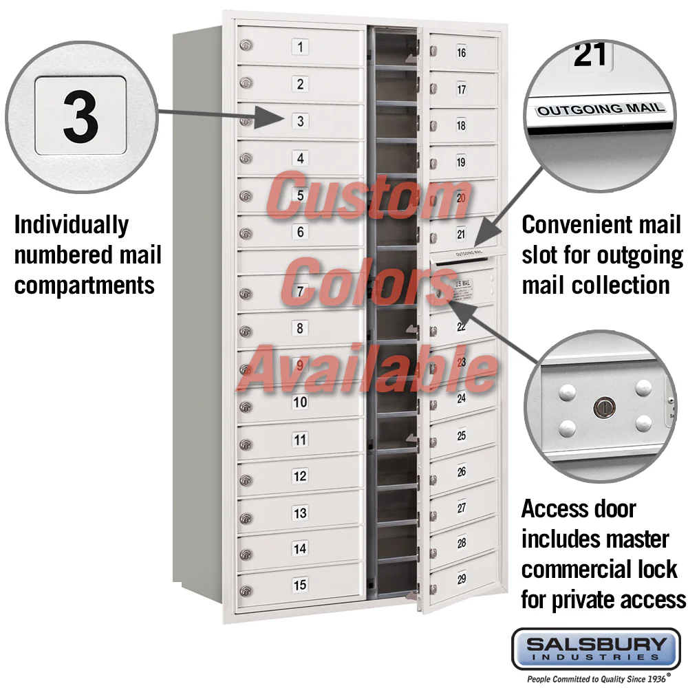 Recessed Mounted 4C Horizontal Mailbox with 29 MB1 Doors, Front Loading, Private Access - Image 2