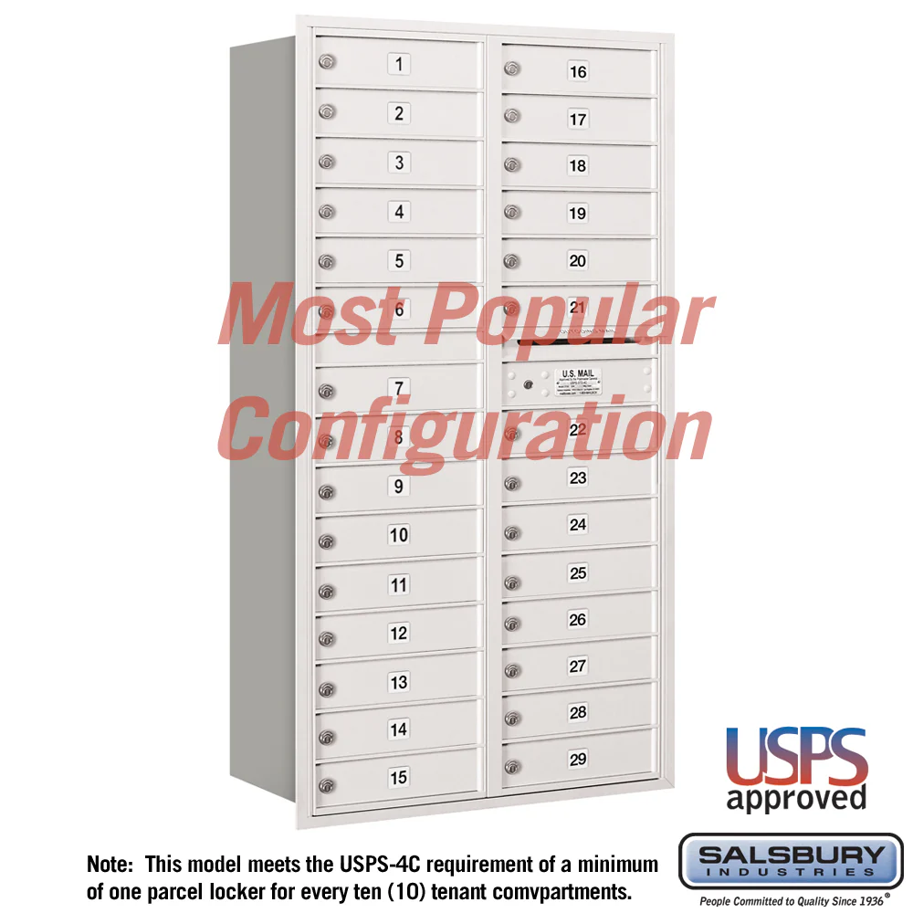 Recessed Mounted 4C Horizontal Mailbox with 29 MB1 Doors, Front Loading, Private Access - Image 6