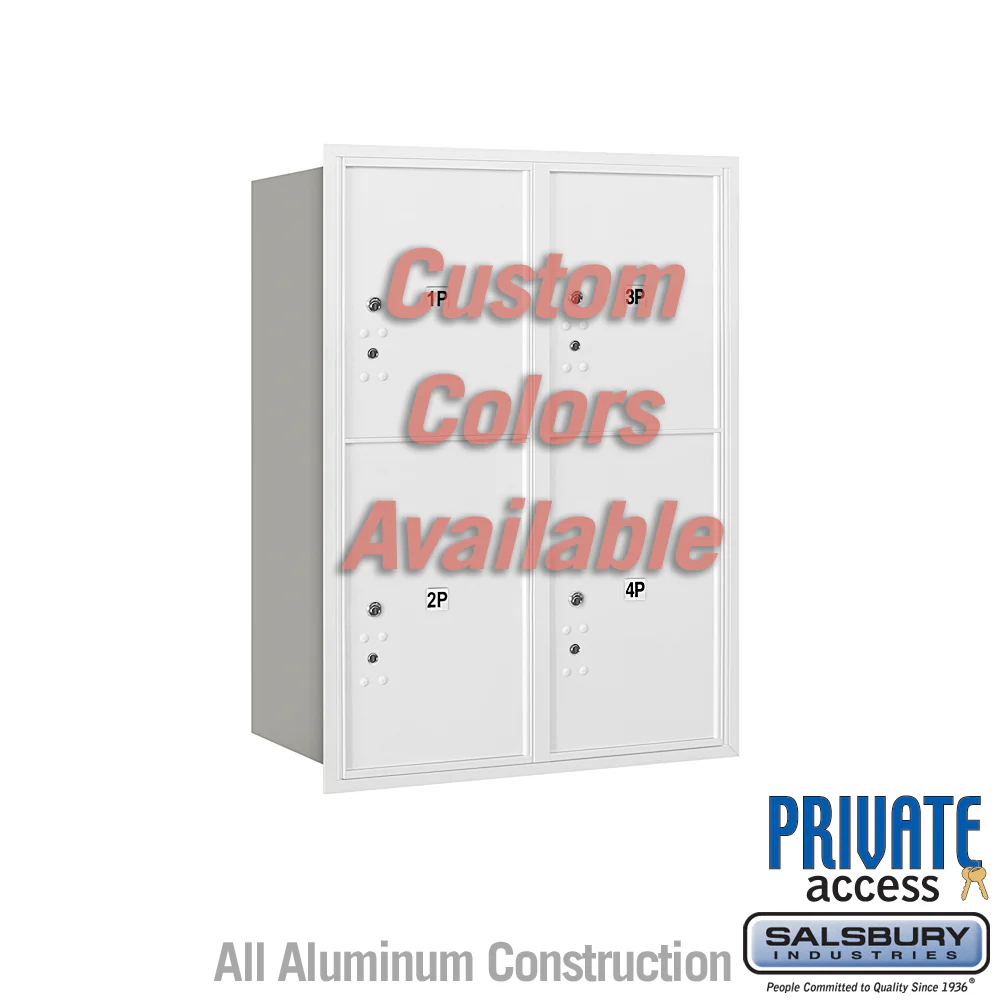 Recessed Mounted 4C Horizontal Mailbox with Master Commercial Locks - Double Column - Rear Loading