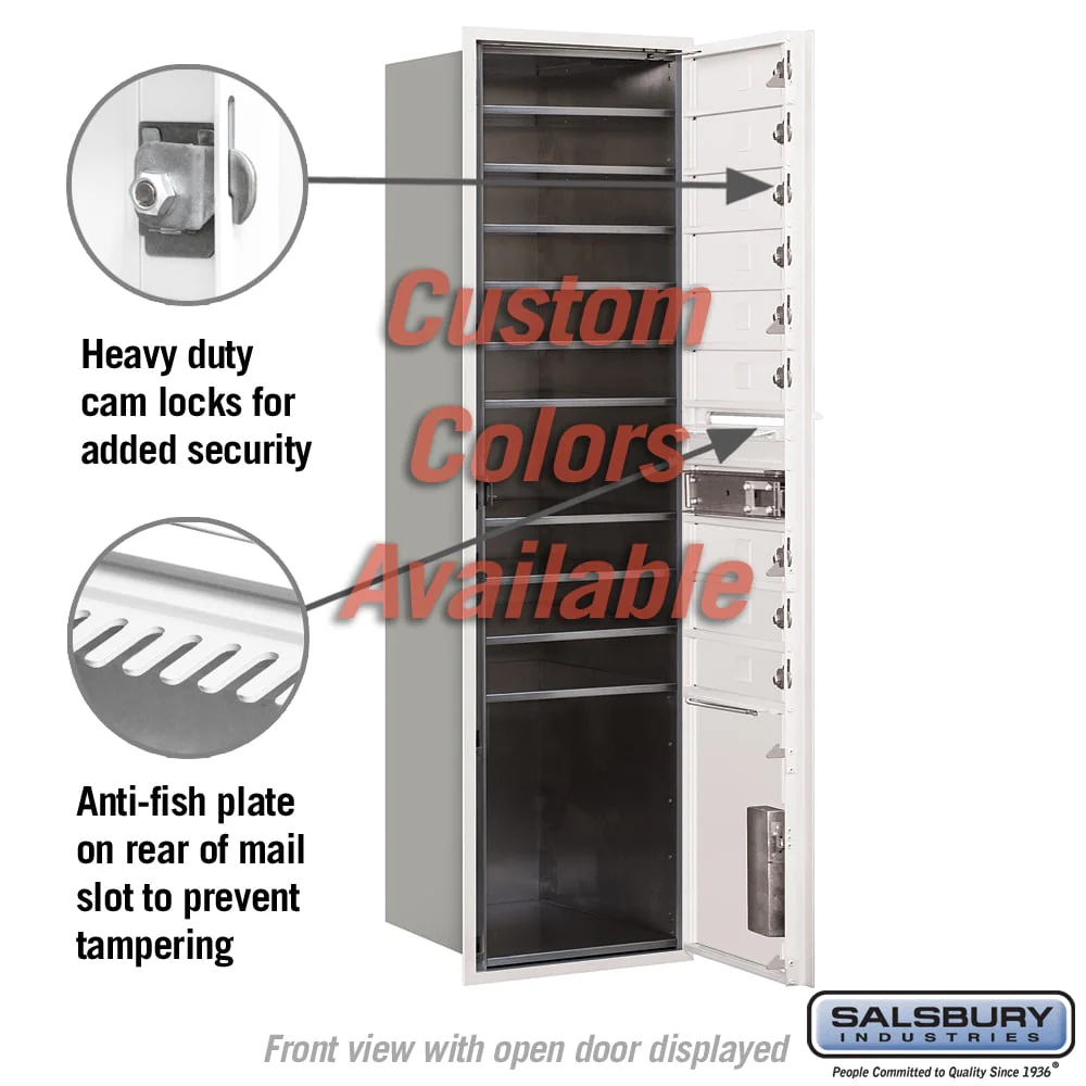 Recessed Mounted 4C Horizontal Mailbox with Master Commercial Locks - Maximum Height Unit - Single Column - 9 MB1 Doors - 1 PL4.5 Parcel Locker - Custom Color - Front Loading - Private Access - Image 3