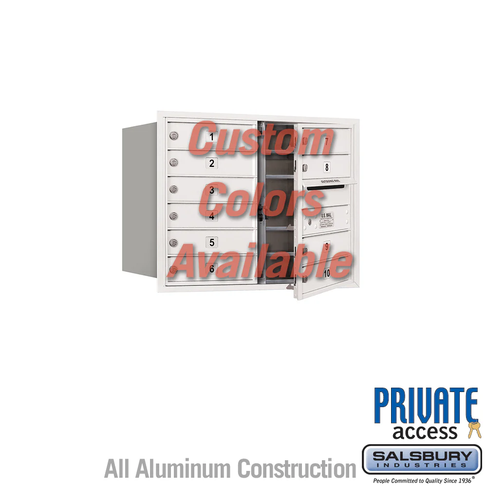 Recessed Mounted 4C Horizontal Mailbox with Master Lock - 10 Doors - Custom Color - Front Loading - Private Access