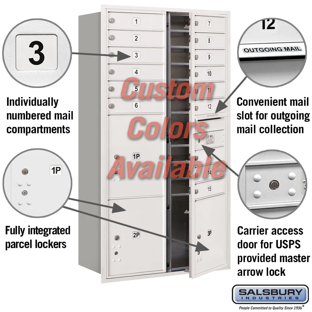 Recessed Mounted 4C Horizontal Mailbox with Parcel Lockers - Image 2
