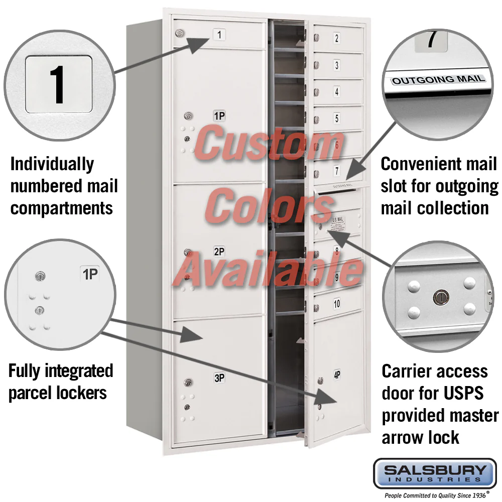 Recessed Mounted 4C Horizontal Mailbox with Parcel Lockers and USPS Access - Image 2