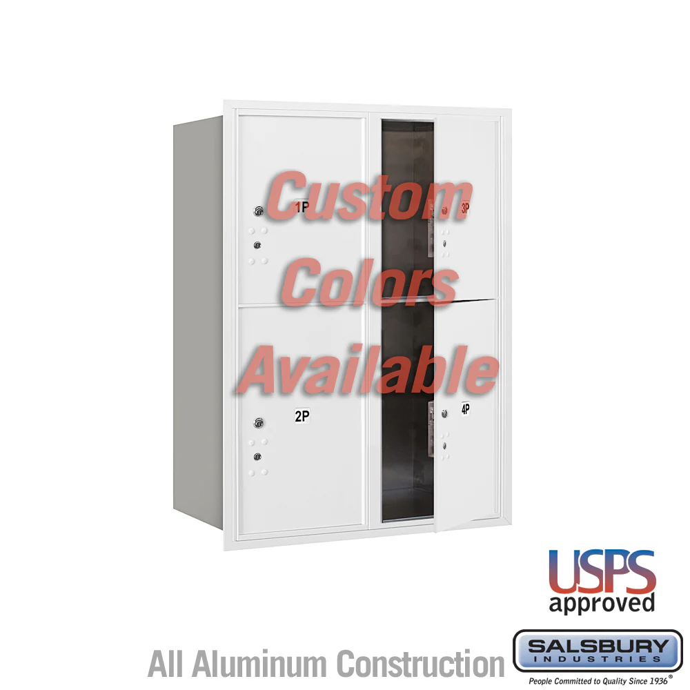 Recessed Mounted 4C Horizontal Mailbox with Parcel Lockers - Double Column - USPS Approved