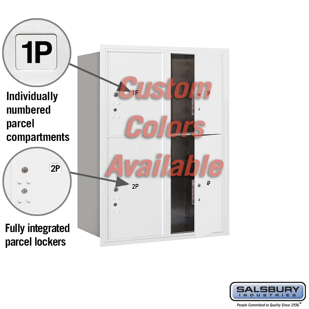 Recessed Mounted 4C Horizontal Mailbox with Parcel Lockers - Double Column - USPS Approved - Image 2