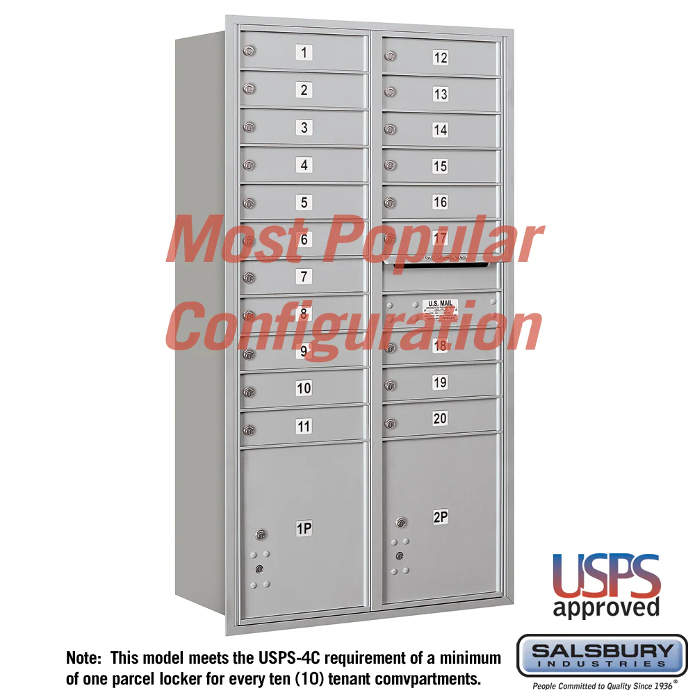 Recessed Mounted 4C Horizontal Mailbox with Rear Loading and Private Access - Image 4