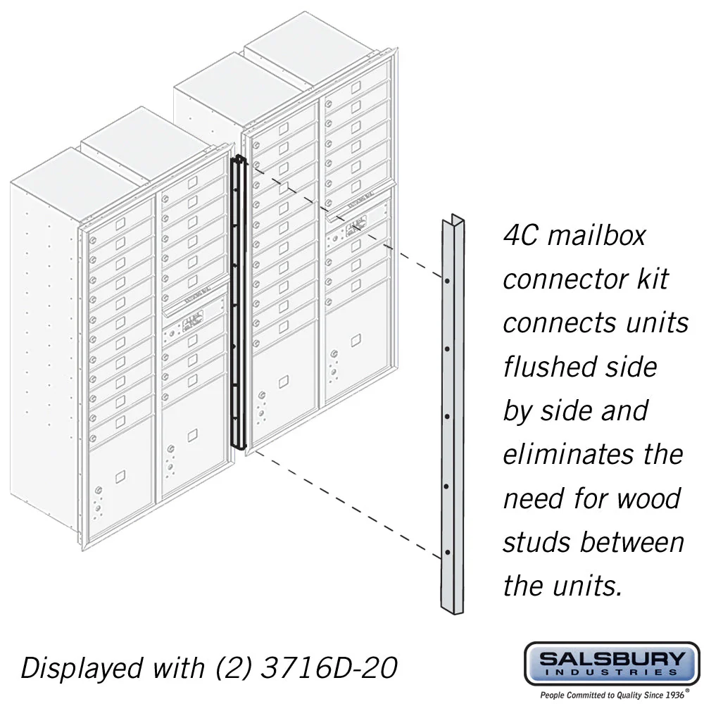 Recessed Mounted 4C Horizontal Mailbox Connector Kit for Maximum Height Units