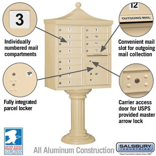 Regency Decorative Cluster Box Unit with 12 Doors and Parcel Locker in Sandstone - Image 3