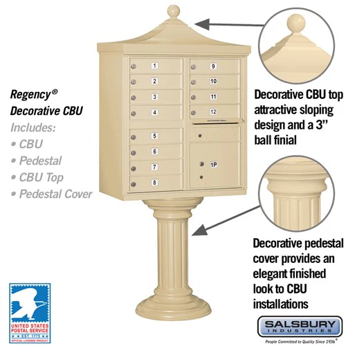 Regency Decorative Cluster Box Unit with 12 Doors and Parcel Locker in Sandstone - Image 2