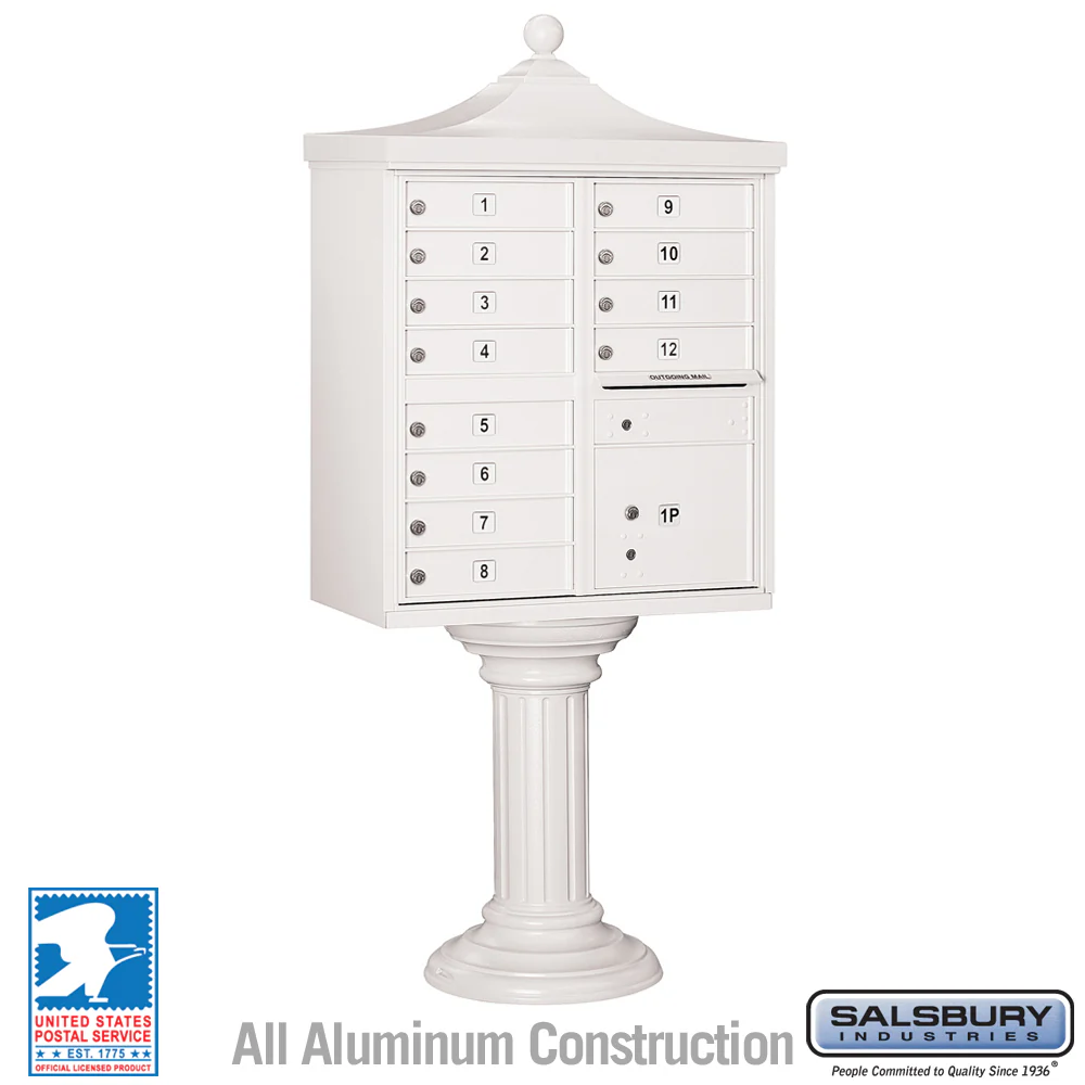 Regency Decorative Cluster Box Unit with 12 Doors and Parcel Locker in White