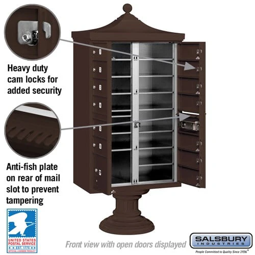 Regency Decorative Cluster Box Unit with 13 Doors and Parcel Locker in Bronze with USPS Access - Image 4