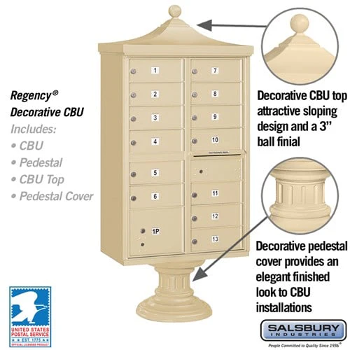 Regency Decorative Cluster Box Unit with 13 Doors and Parcel Locker in Sandstone - Image 2
