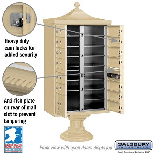 Regency Decorative Cluster Box Unit with 13 Doors and Parcel Locker in Sandstone - Image 4