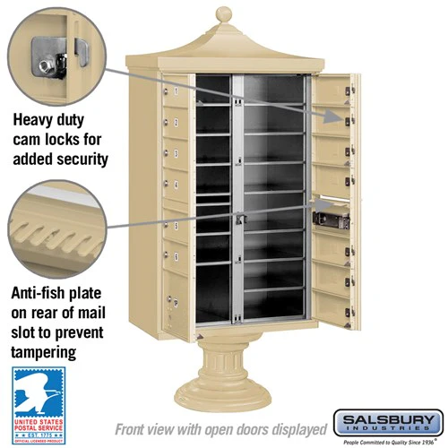 Regency Decorative Cluster Box Unit with 13 Doors and Parcel Locker in Sandstone - Image 4