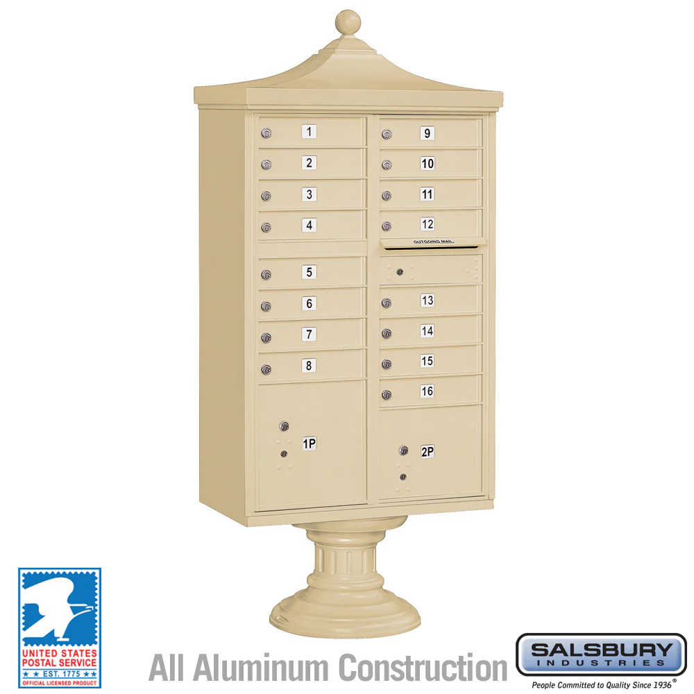 Regency Decorative Cluster Box Unit with 4 Doors and 2 Parcel Lockers in Sandstone with USPS Access - Image 6