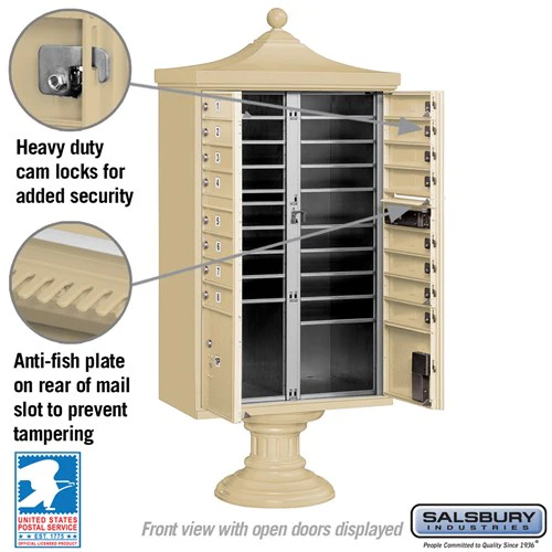 Regency Decorative Cluster Box Unit with 4 Doors and 2 Parcel Lockers in Sandstone with USPS Access - Image 9