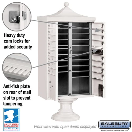 Regency Decorative Cluster Box Unit with 16 Doors and 2 Parcel Lockers in White with USPS Access - Image 4
