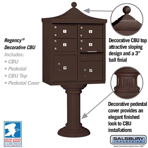 Regency Decorative Cluster Box Unit with 4 Doors and 2 Parcel Lockers in Bronze with USPS Access - Image 2