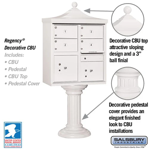Regency Decorative Cluster Box Unit with 4 Doors and 2 Parcel Lockers in White with USPS Access - Image 2