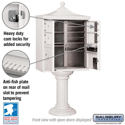 Regency Decorative Cluster Box Unit with 4 Doors and 2 Parcel Lockers in White with USPS Access - Image 4