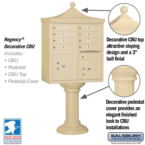 Regency Decorative Cluster Box Unit with 8 Doors and 2 Parcel Lockers in Sandstone - Image 2