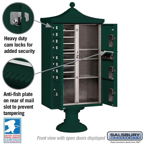 Regency Decorative Cluster Box Unit with 8 Doors and 4 Parcel Lockers in Green with USPS Access - Image 4