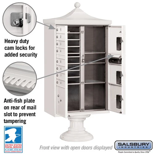 Regency Decorative Cluster Box Unit with 8 Doors and 4 Parcel Lockers in White with USPS Access - Image 4