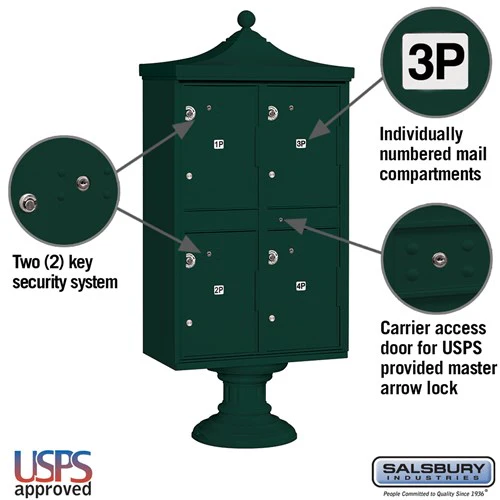 Regency Decorative Outdoor Parcel Locker with 4 Compartments and USPS Access - Image 2