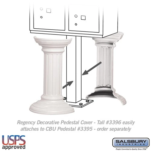 Regency Decorative Pedestal Cover - Tall - White - Image 2