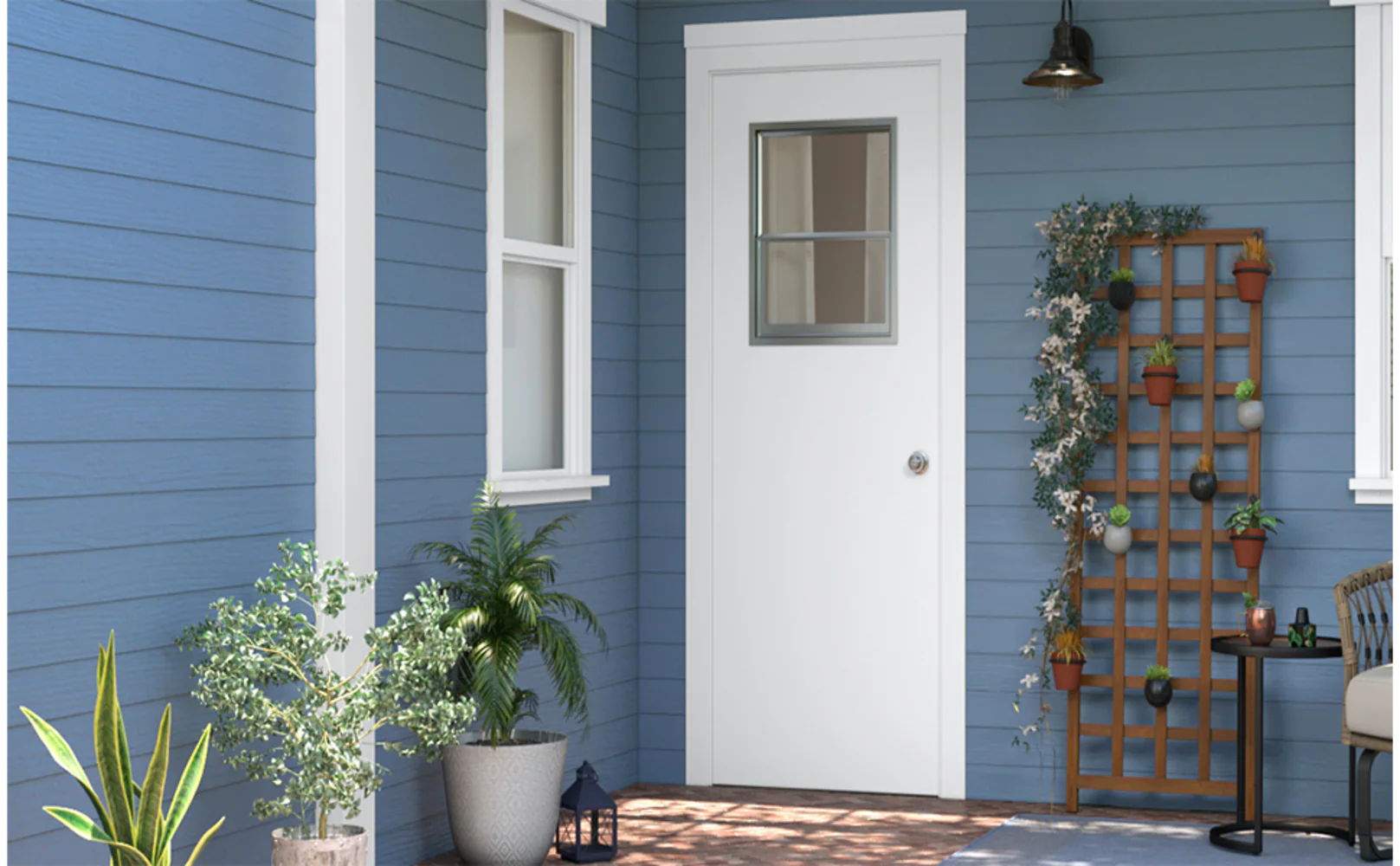 RELIABILT 30-in x 80-in Primed Half Lite Slab Front Door with Clear Glass - Image 2