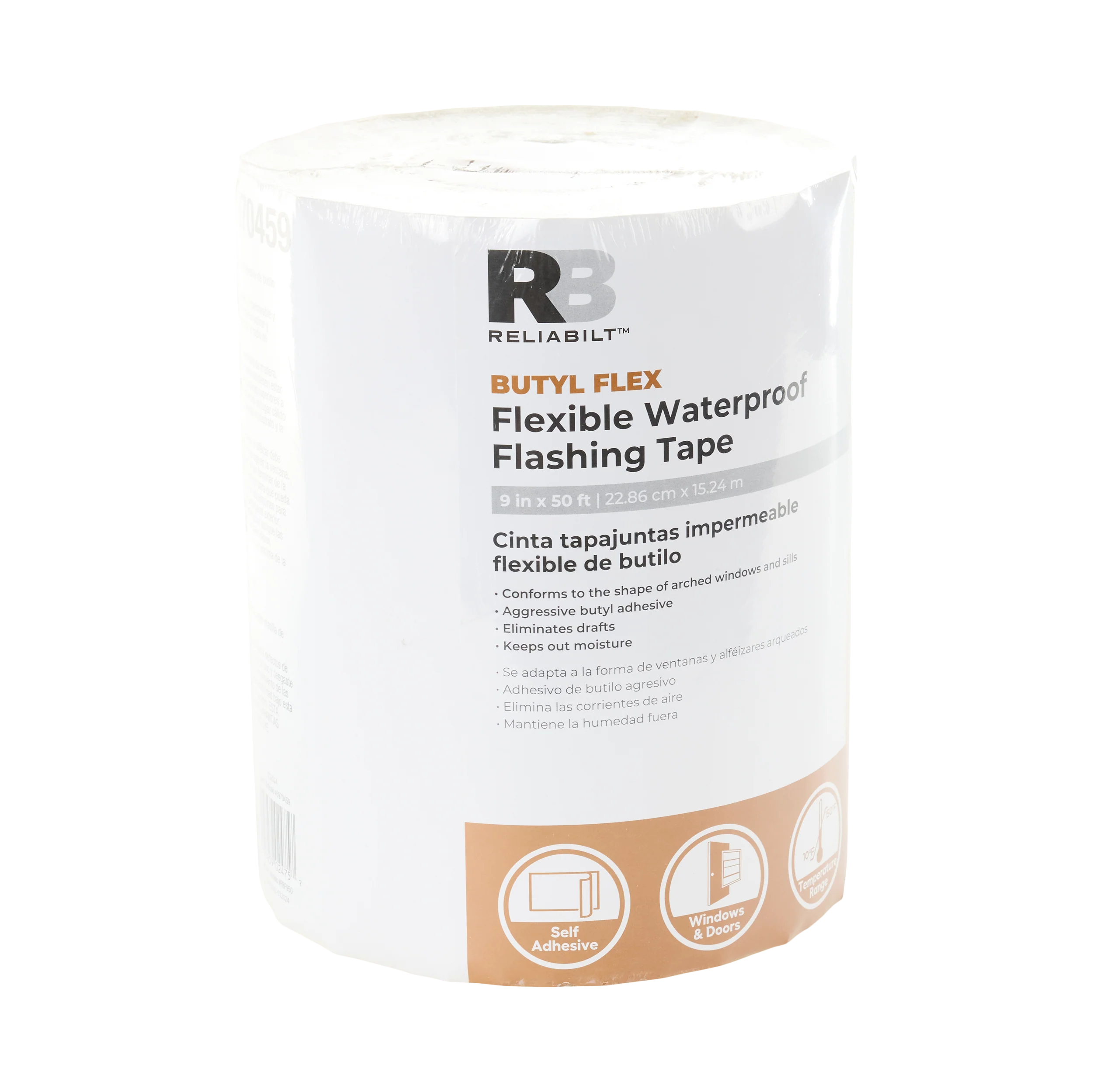 RELIABILT Butyl Flex 9-in x 50-ft White Self-Adhesive Butyl Rubber Waterproof Flashing Tape Roll - Image 4