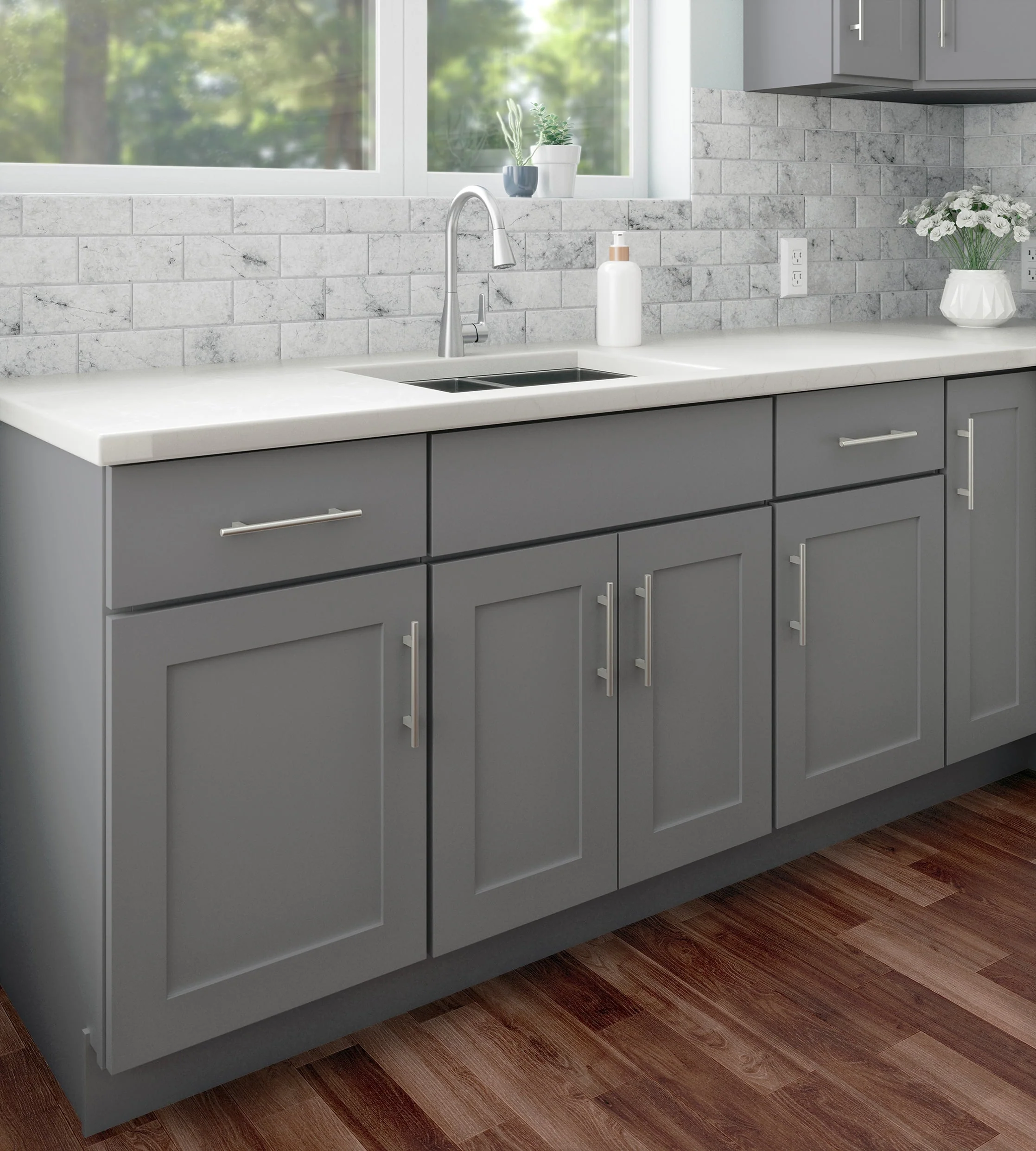 RELIABILT Overlake 18-in W x 34.5-in H x 24-in D Gray 3-Drawer Base Cabinet, Ready to Assemble, Plywood, Shaker Style - Image 6