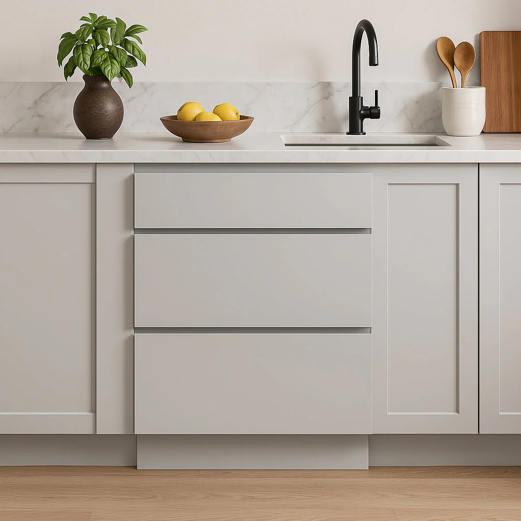 RELIABILT Overlake 18-in W x 34.5-in H x 24-in D Gray 3-Drawer Base Cabinet, Ready to Assemble, Plywood, Shaker Style - Image 7