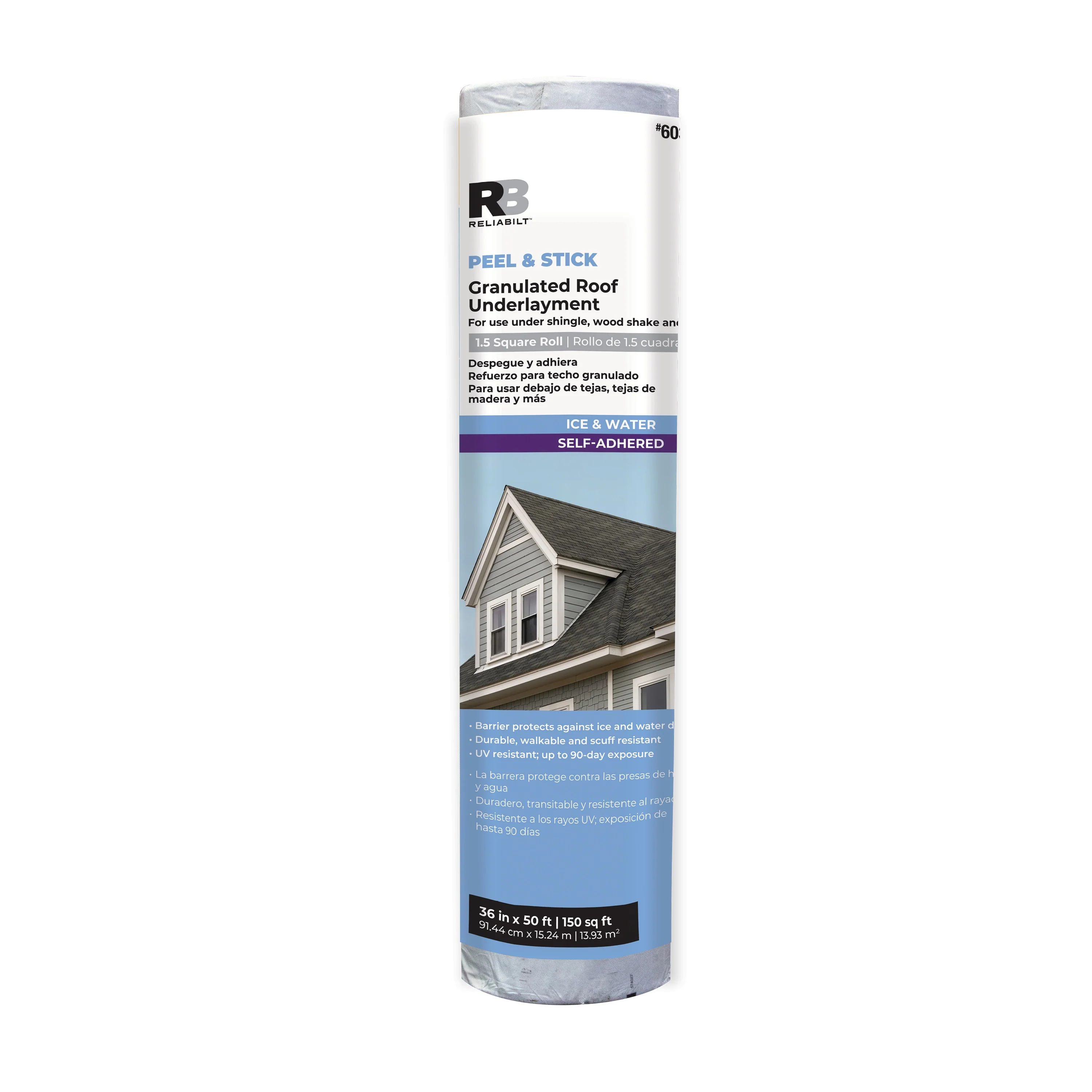 RELIABILT Peel & Stick Granulated Roof Underlayment, 36 in x 50 ft (150 sq ft) Rubberized Asphalt