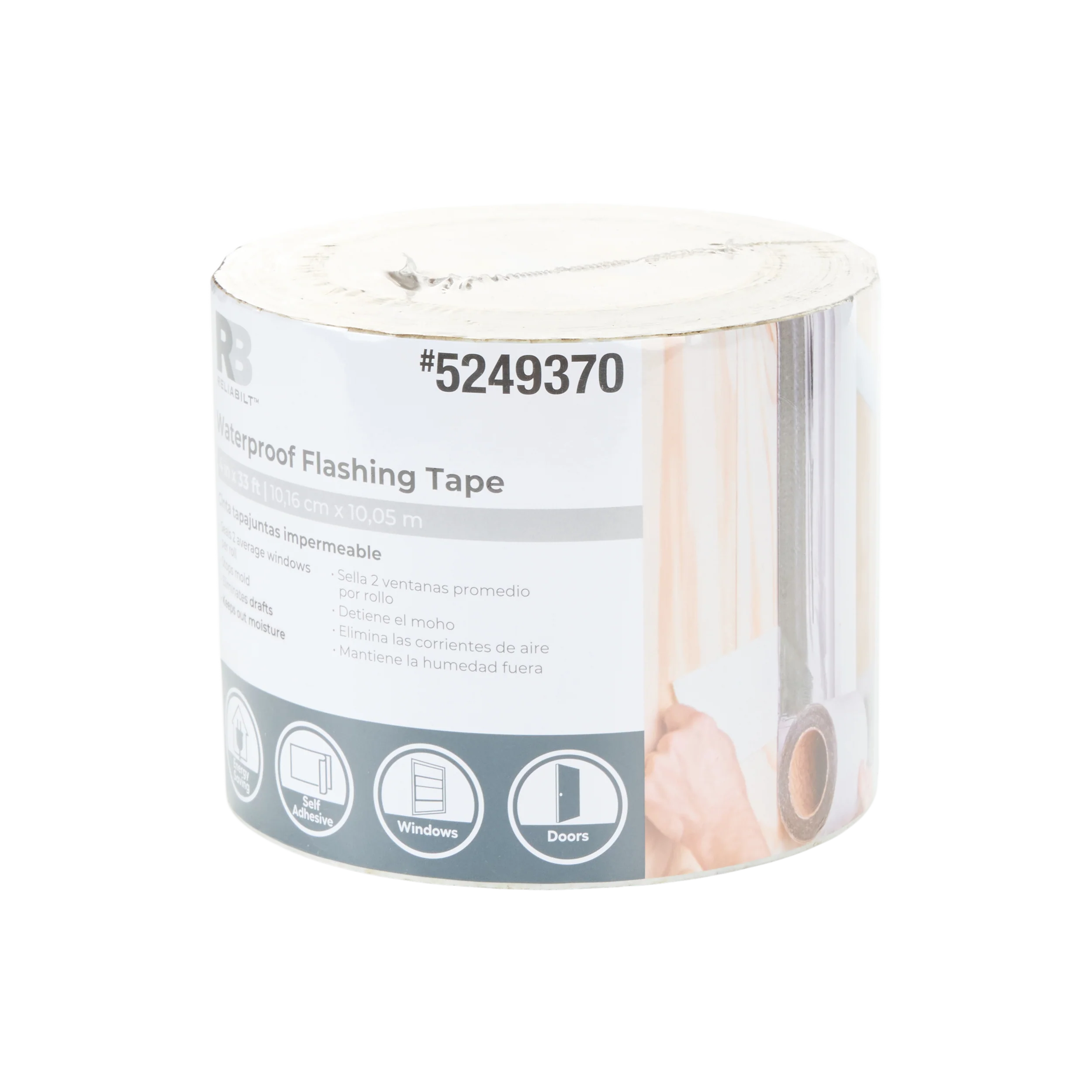 RELIABILT Self-Adhesive Waterproof Flashing Tape, 4-in x 33-ft, Silver Rubberized Asphalt Roll (RB433) - Image 3