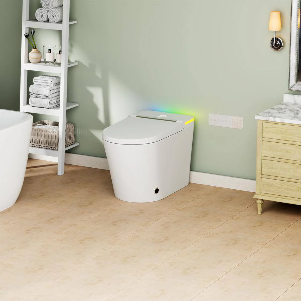 Relyblo Elongated Smart Bidet Toilet with Adjustable Sprayer, Built-In Aromatherapy, Foot Sensor - Image 10