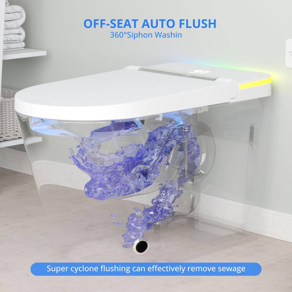 Relyblo Elongated Smart Bidet Toilet with Adjustable Sprayer, Built-In Aromatherapy, Foot Sensor - Image 2