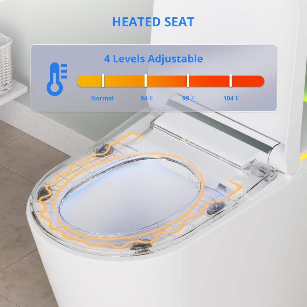 Relyblo Elongated Smart Bidet Toilet with Adjustable Sprayer, Built-In Aromatherapy, Foot Sensor - Image 5
