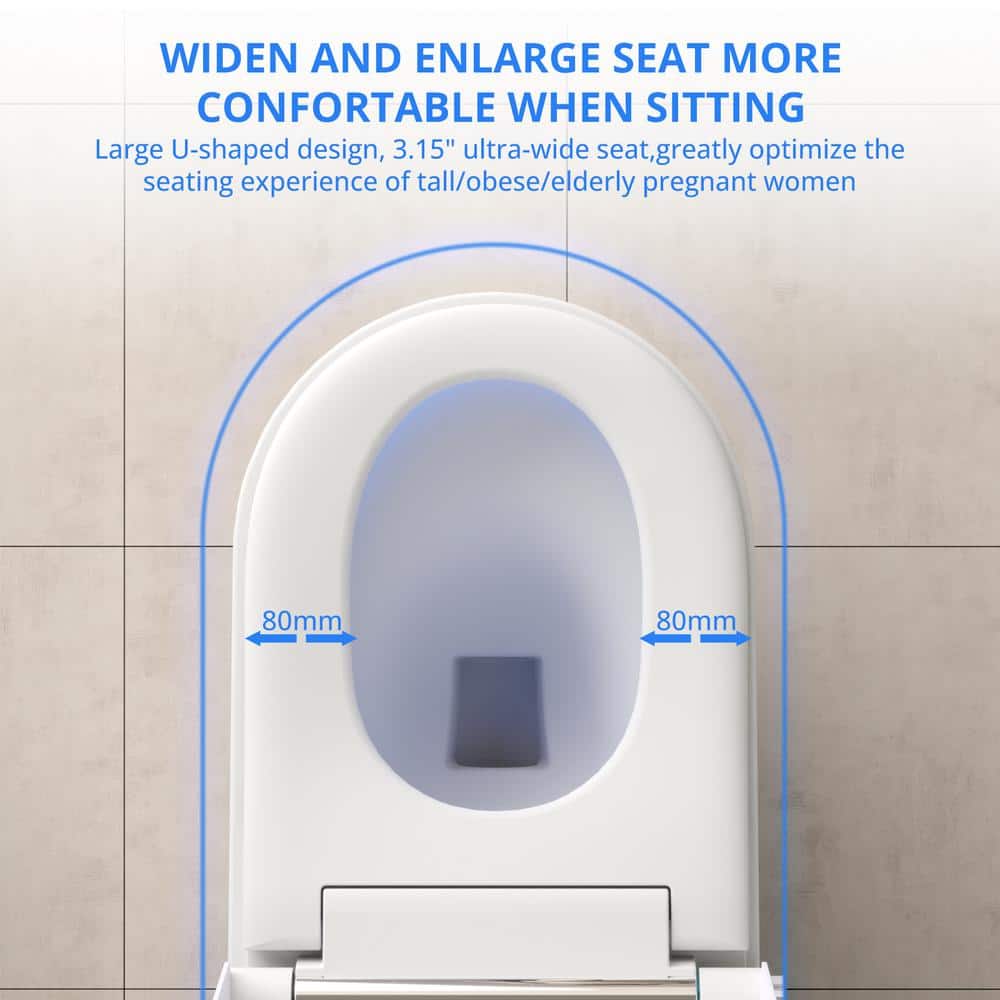 Relyblo Elongated Smart Bidet Toilet with Adjustable Sprayer, Built-In Aromatherapy, Foot Sensor - Image 8