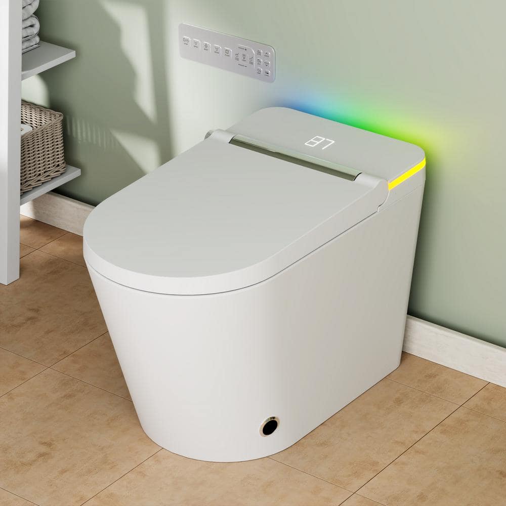 Relyblo Elongated Smart Bidet Toilet with Adjustable Sprayer, Built-In Aromatherapy, Foot Sensor - Image 9