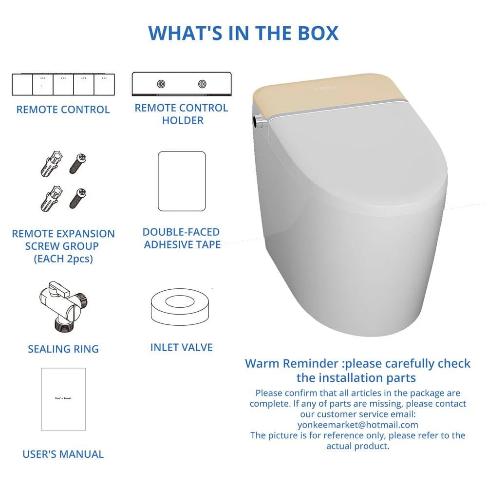 Relyblo Foot Sensing Elongated Bidet Toilet with Spa Spray - 1.27 GPF in Ivory Gold - Image 10