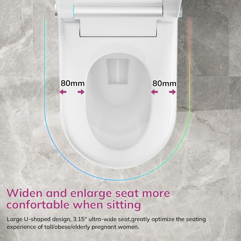 Relyblo Foot Sensor Smart Elongated Bidet Toilet in Glossy White with Adjustable Sprayer - Image 8