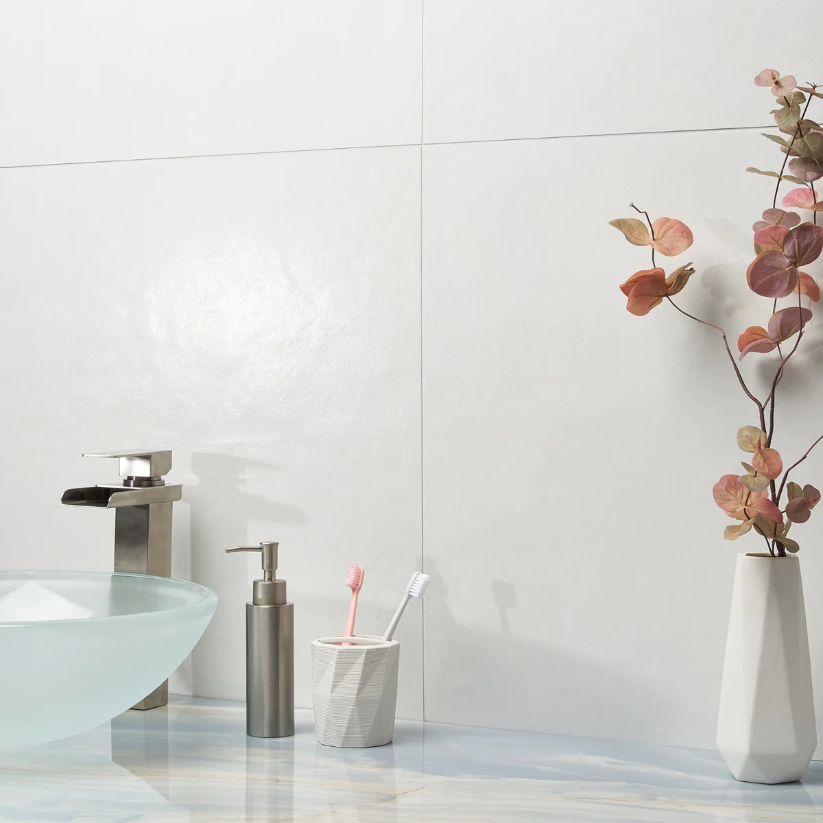 Rethink Plaster White Matte Porcelain Tile - 24x24, Made in Italy - Image 5