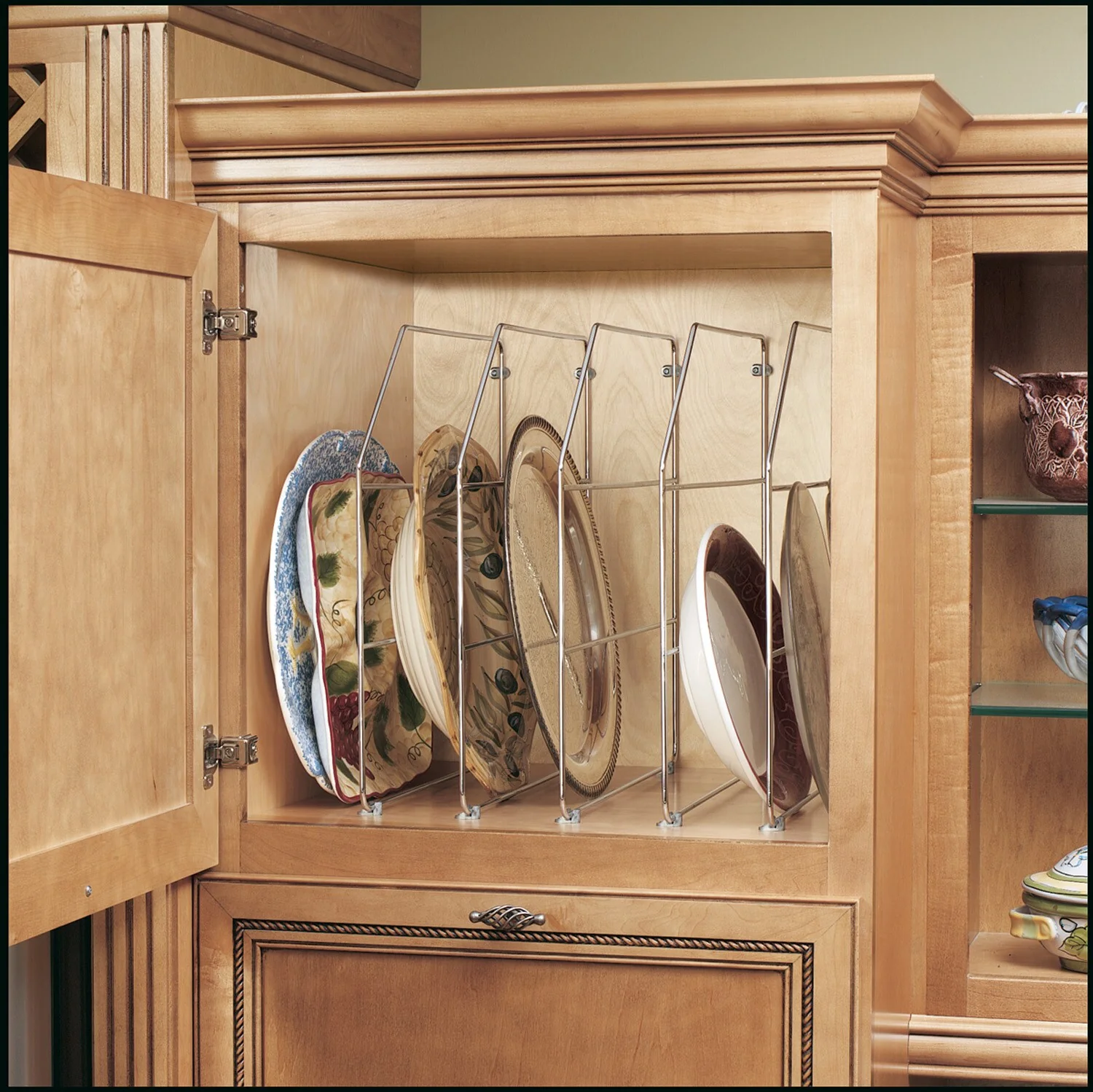 Rev-A-Shelf 0.75-in W x 18-in H x 20-in D Cabinet-Mount Chrome Bakeware Organizer, 1-Tier