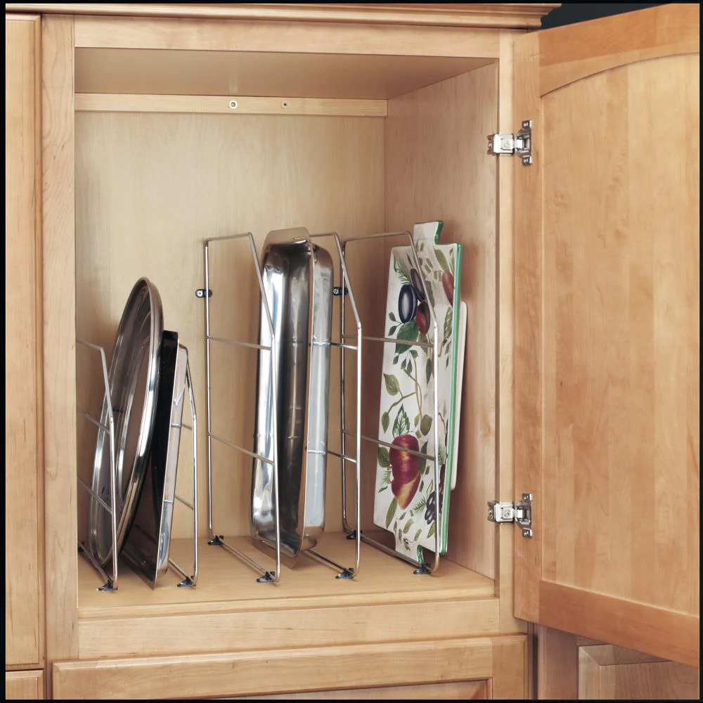 Rev-A-Shelf 0.75-in W x 18-in H x 20-in D Cabinet-Mount Chrome Bakeware Organizer, 1-Tier - Image 3