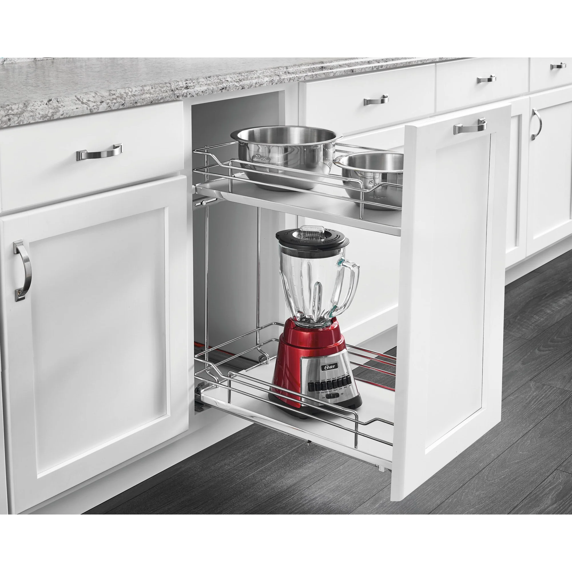 Rev-A-Shelf 10.25-in W x 24-in H 2-Tier Pull-Out Metal Soft-Close Cabinet Organizer, Gray, 21.69-in D - Image 2