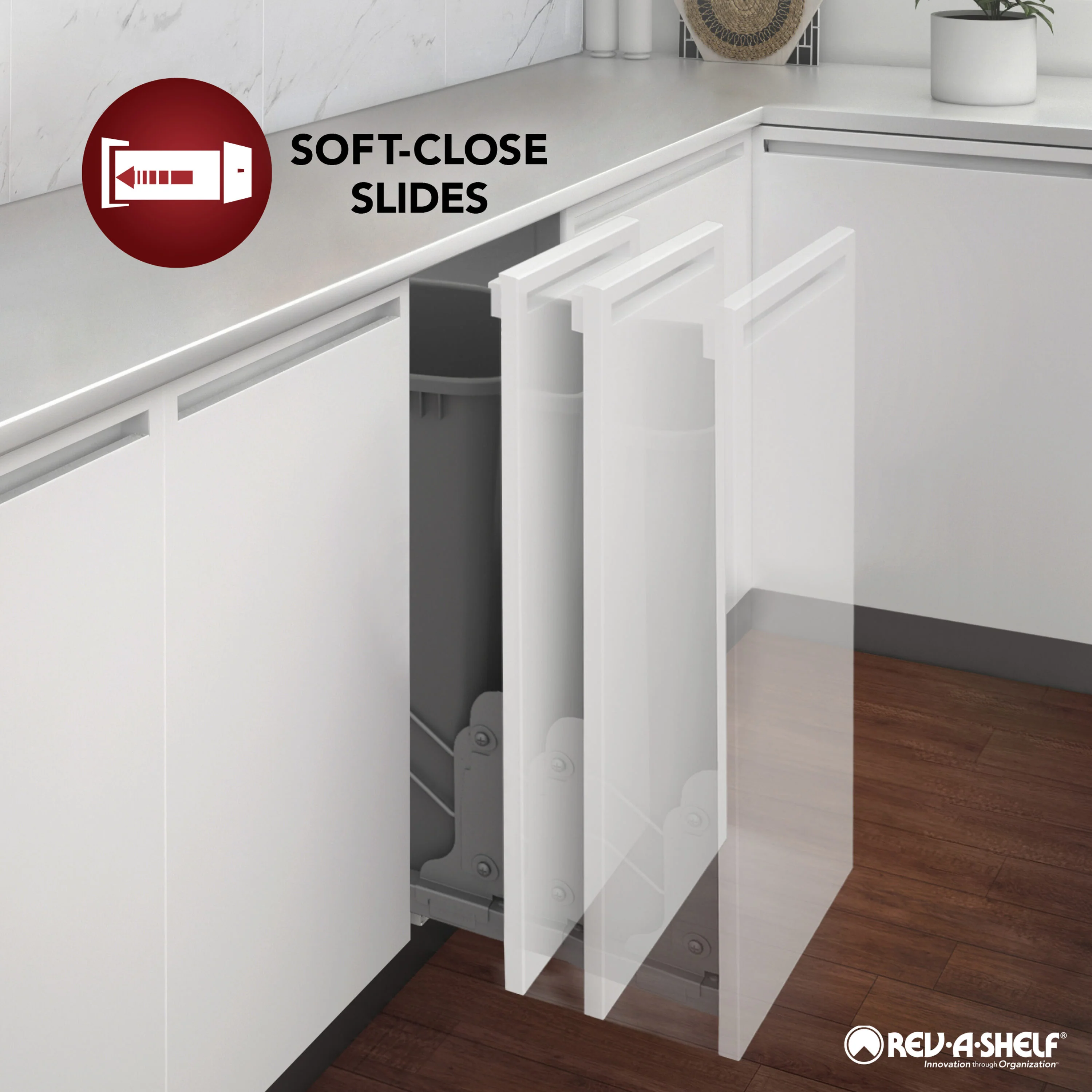 Rev-A-Shelf 10.25-in W x 24-in H 2-Tier Pull-Out Metal Soft-Close Cabinet Organizer, Gray, 21.69-in D - Image 3
