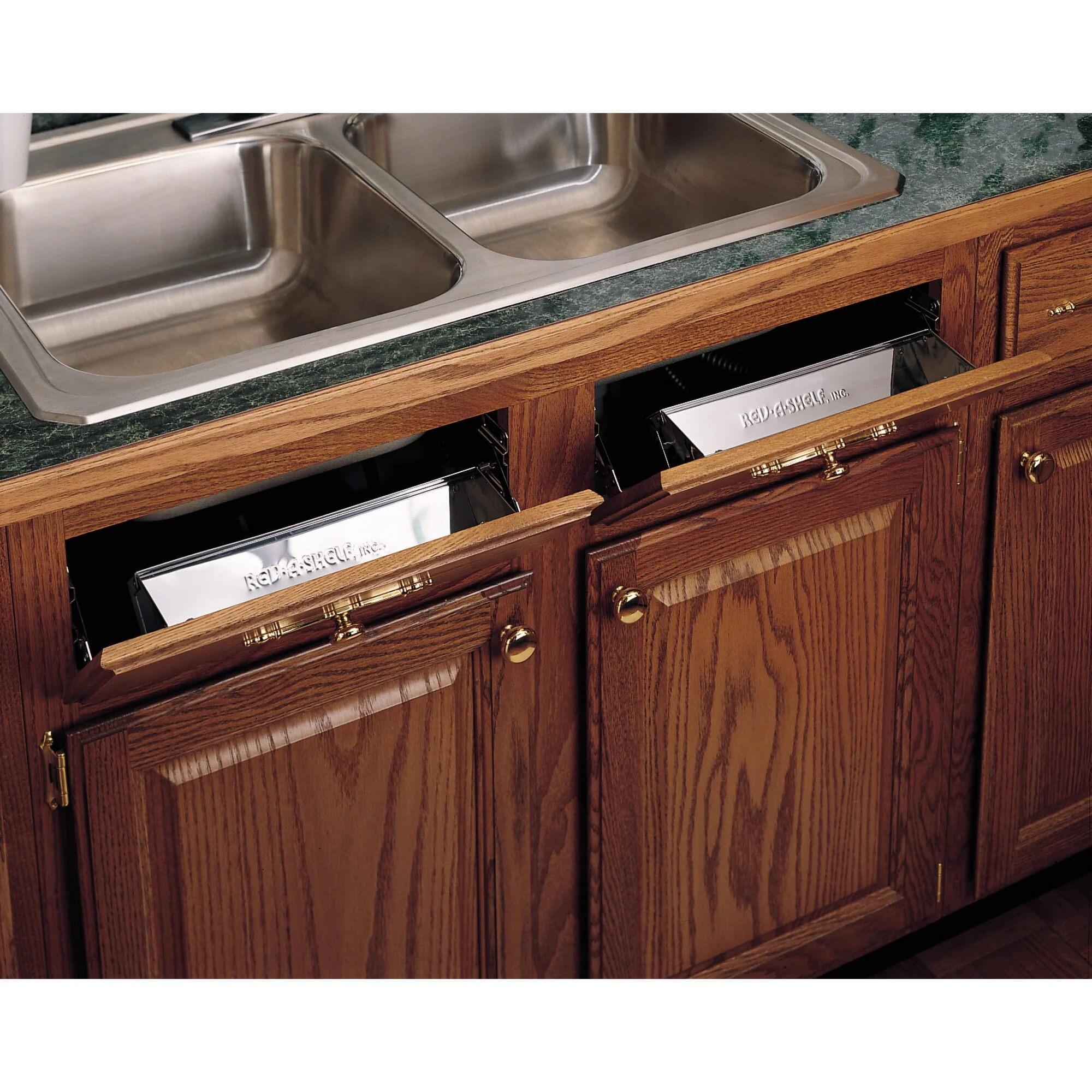 Rev-A-Shelf 10-in W x 3-in H 1-Tier Pull-Out Stainless Steel Tip-Out Tray Door Organizer - Image 2