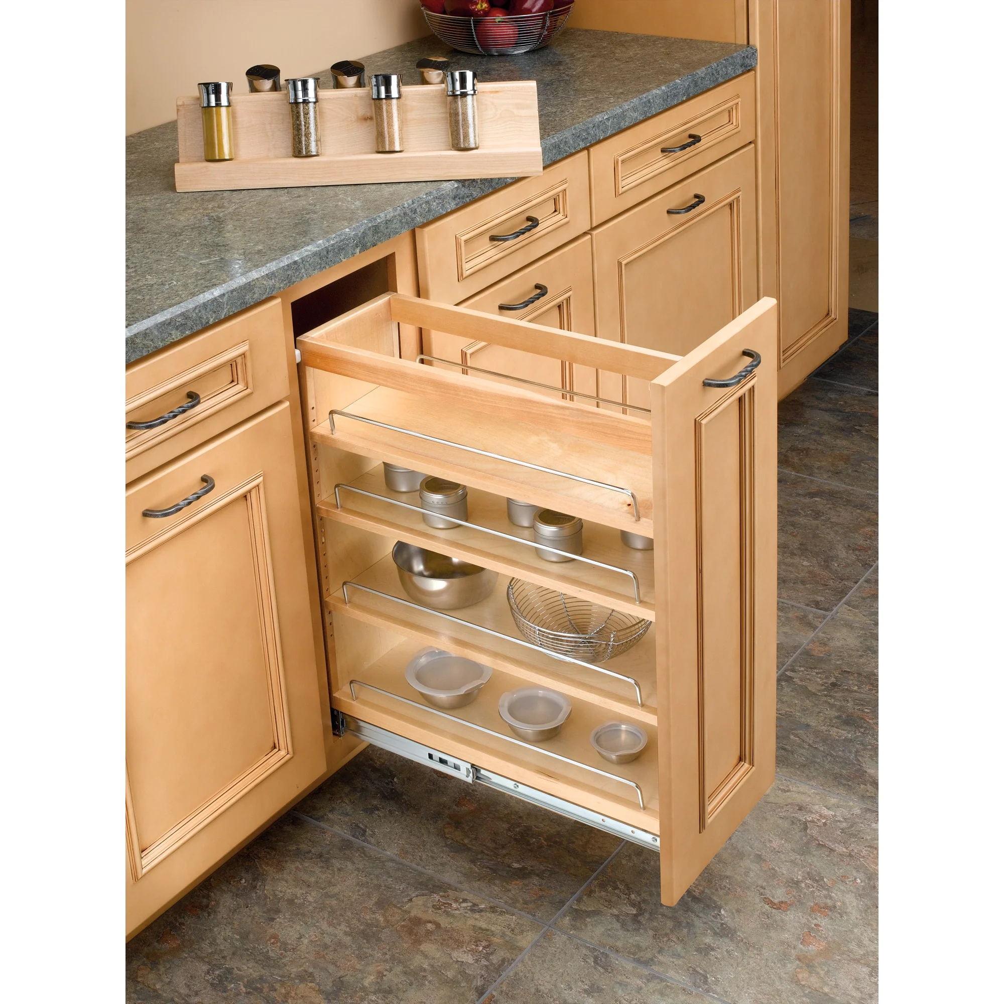 Rev-A-Shelf 10-in W x 4.875-in H 1-Tier Mounted Wood Spice Rack - Image 2