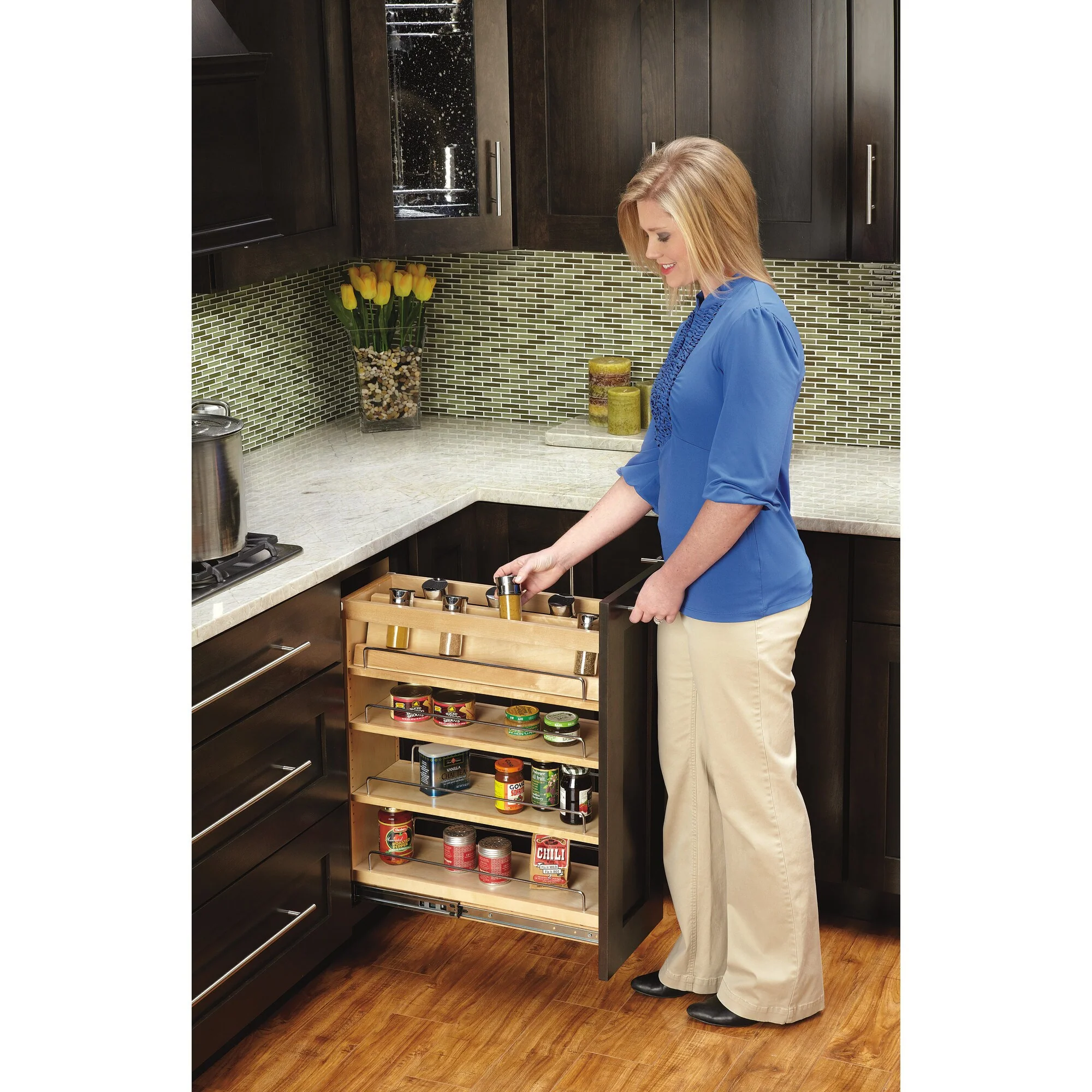 Rev-A-Shelf 10-in W x 4.875-in H 1-Tier Mounted Wood Spice Rack - Image 4